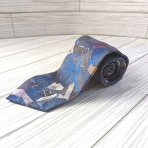 Oscar de la Renta Vintage Abstract Tie in Blue and Gray Multi